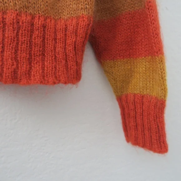 Vintage GAP Women's Multicolor Striped Sweater Rainbow Open Front Mohair Blend - Picture 10 of 11